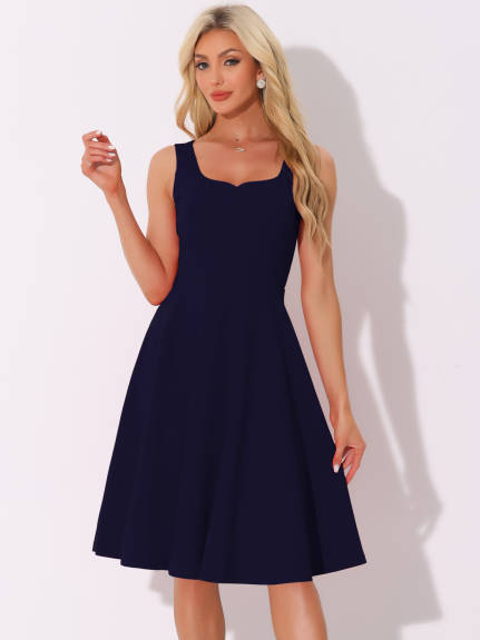 Allegra K - Sweetheart Neck Sleeveless A-line Dress