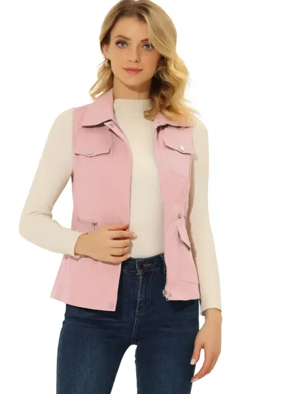 Allegra K- veste zippée avec poches Cargo Utility Vest