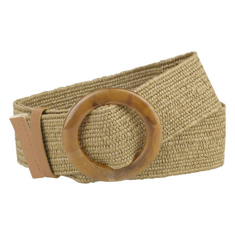 Allegra K- Stretch Woven Belt Wide Round Buckle