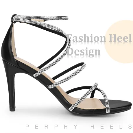 Allegra K- Open Toe Stiletto Heel Strappy Sandals