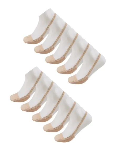 Allegra K- Chaussettes invisibles sans talons avec dos en dentelle pour femmes