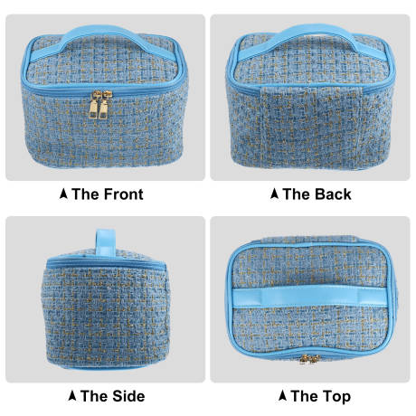 Unique Bargains- Travel Makeup Bag Organizer Case Woolen Plaid Pattern