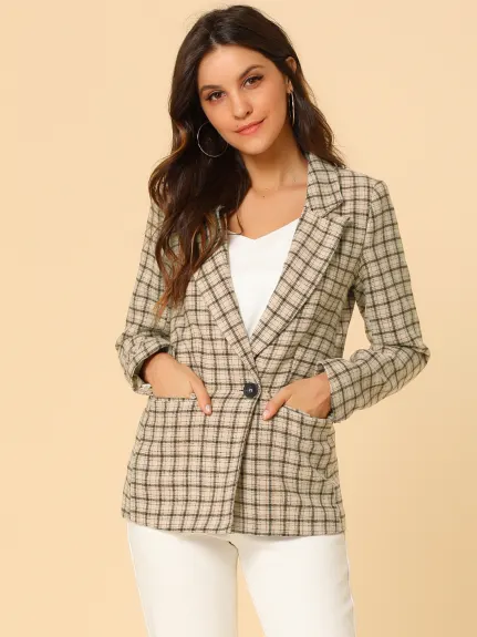 Allegra K- Notched Lapel Hip Length Blazer Suit