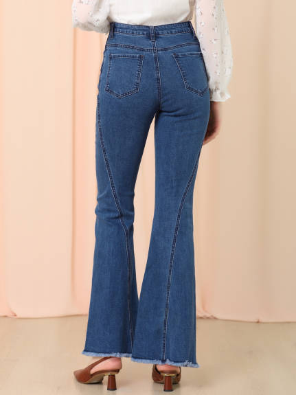 Allegra K - High Waist Stretch Classic Bell Jeans