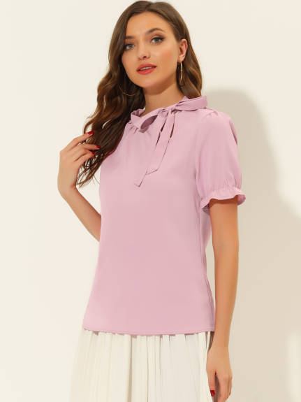 Allegra K - Bow Tie Neck Elegant Summer Top