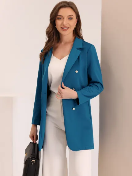 Allegra K- Notched Lapel Buttoned Blazer Jacket