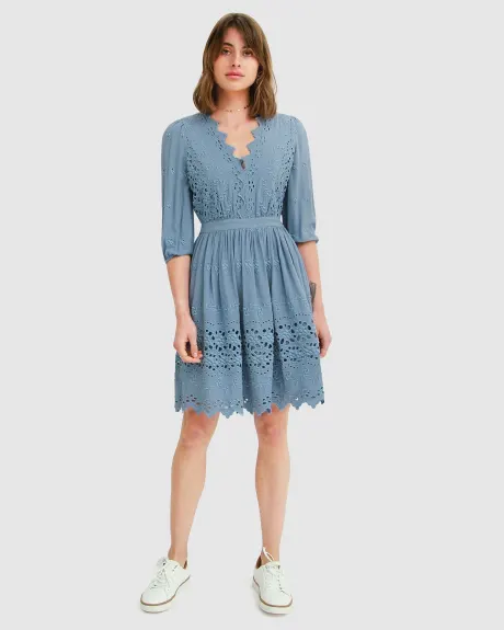 Belle & Bloom Sweet Talk Eyelet Mini Dress