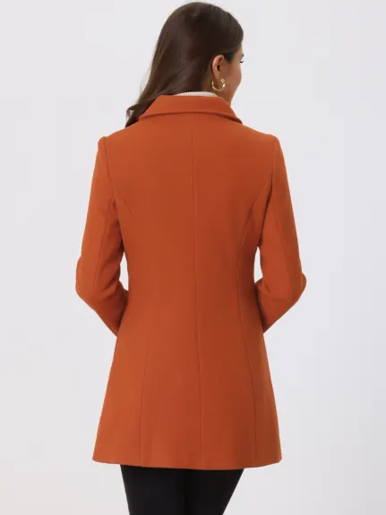 Allegra K- Peter Pan Collar Double Breasted Coat