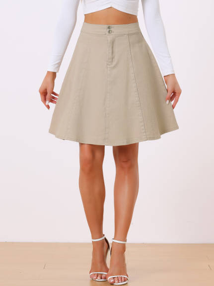 Allegra K- A-Line High Waist Denim Skirt