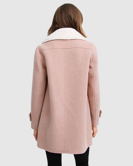 Belle & Bloom Liberty manteau en laine mélangée à col sherpa - rose poudré