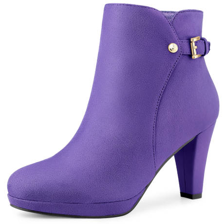 Allegra K- Platform Block Heel Winter Ankle Boots