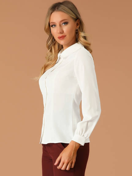 Allegra K- Peter Pan Collar Long Bishop Sleeve Blouse Shirt