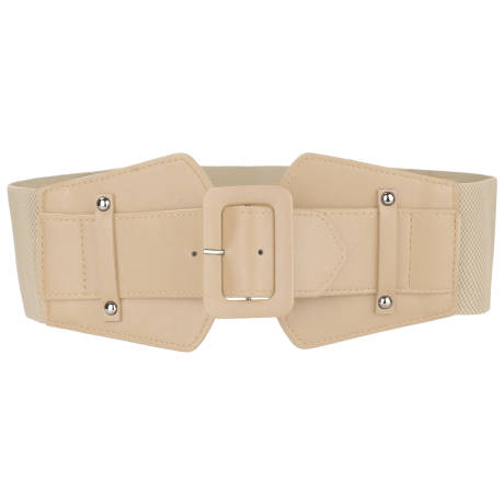 Allegra K- Wide Elastic Waist Belt Chunky Buckle Stretchy Belt