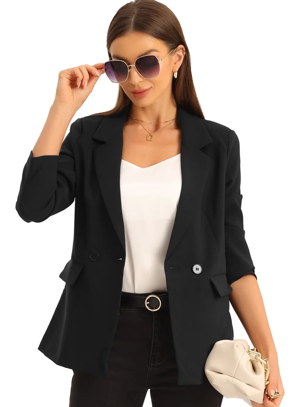 Allegra K - Double Breasted Classic Office Blazer