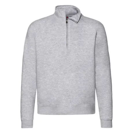 Fruit of the Loom - Mens Premium Zip Neck Heather Sweatshirt