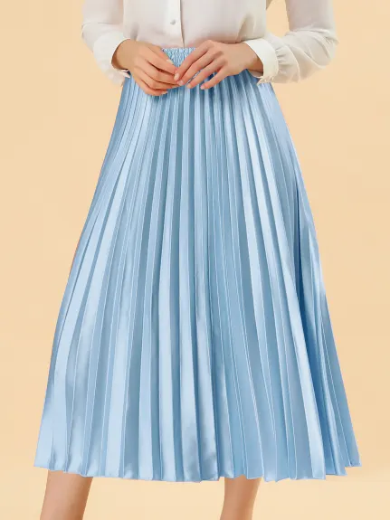 Allegra K - Elastic Waist Accordion Pleated Midi Skirt