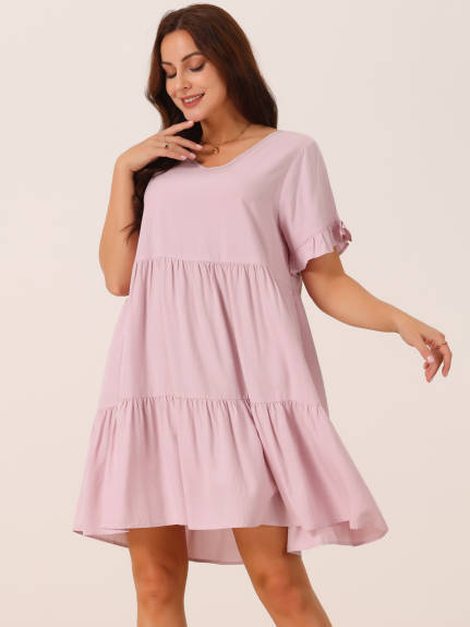 Allegra K - Summer Ruffle Casual Babydoll Dress