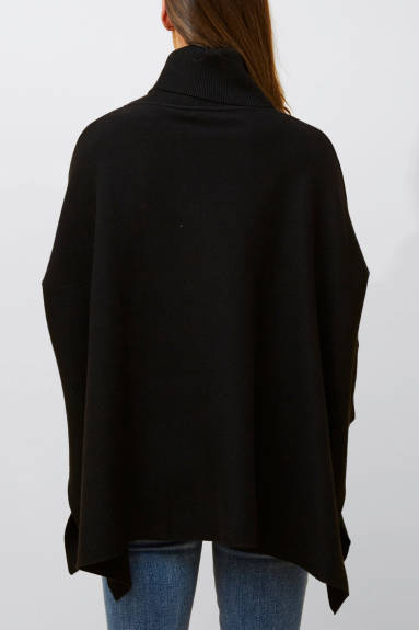 Annick - Olivia Poncho Sweater Knit Turtleneck Black