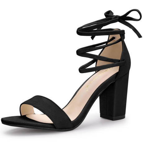 Allegra K- Tie Up Heels Strappy Chunky  Heel Sandal