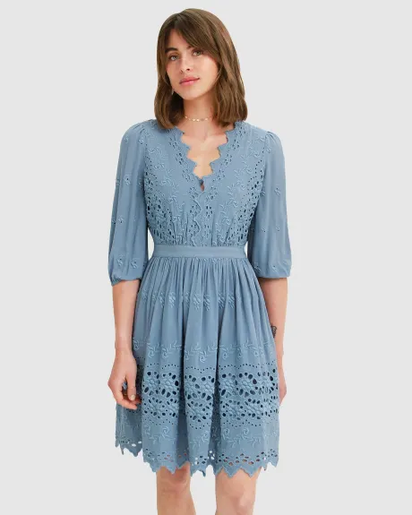 Belle & Bloom Sweet Talk Eyelet Mini Dress