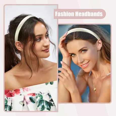 Unique Bargains- 2 Pcs Solid Satin Headbands