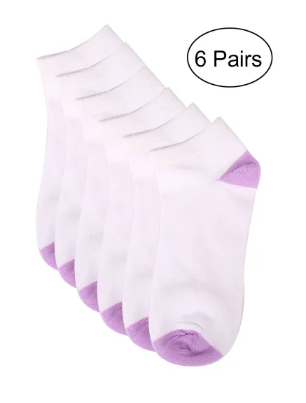Allegra K- Chaussettes basses respirantes en coton pour femmes 6 paires