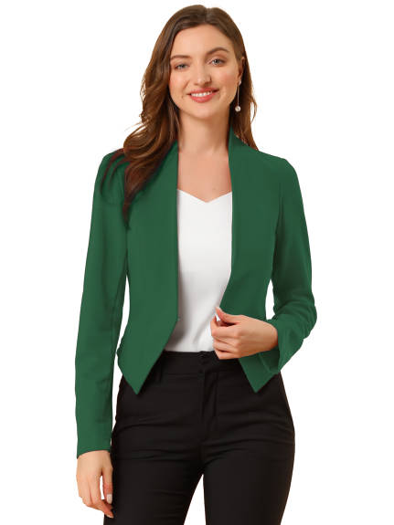 Allegra K- Suit Collarless Cropped Blazer Jacket