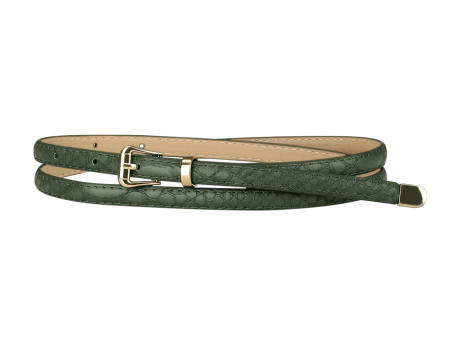 Allegra K- Skinny Embossed Leather Alloy Pin Buckle Belt