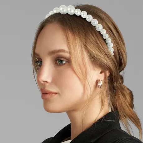 Unique Bargains- 3pcs Faux Pearls Headbands Set