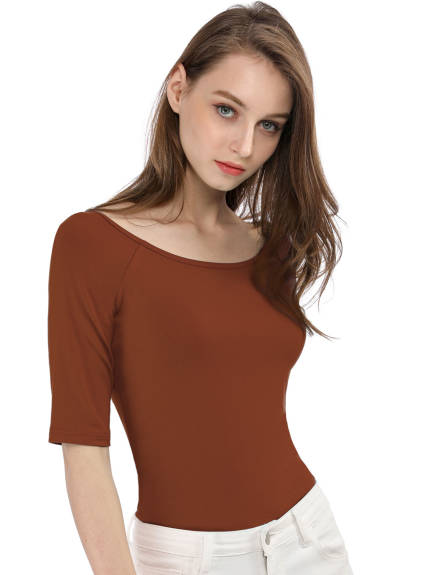 Allegra K- Half Sleeves Fitted Layering T-Shirt