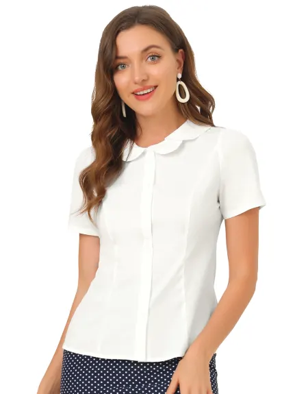 Allegra K- Peter Pan Collar Blouse Shirt