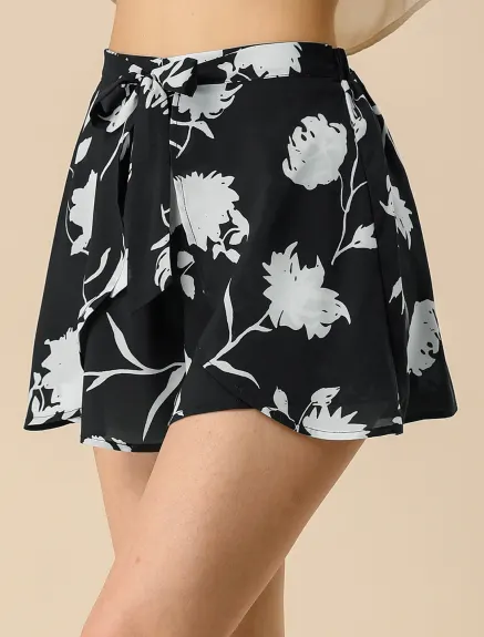 Allegra K- Short floral de plage d'été à taille élastique