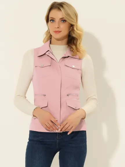 Allegra K- veste zippée avec poches Cargo Utility Vest