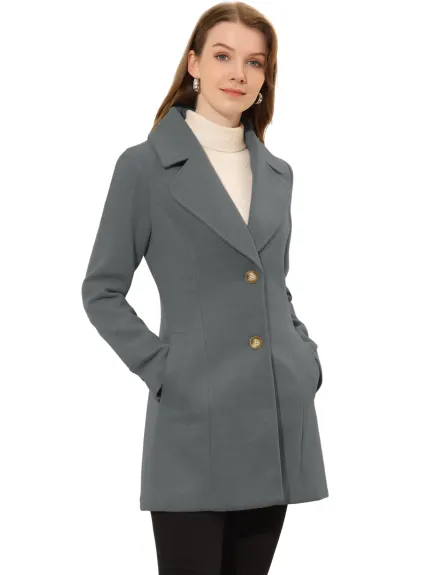 Allegra K - Manteau simple boutonnage à revers cranté