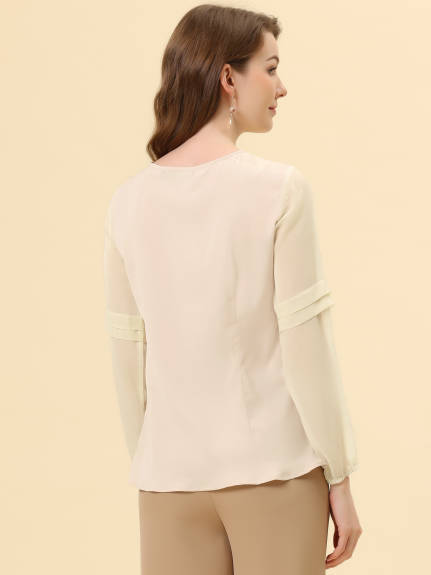 Allegra K- Long Sleeve Work Blouse Pack, White Combo 1