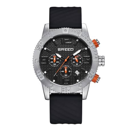 Montre chronographe Breed Double Agent avec date - Noir