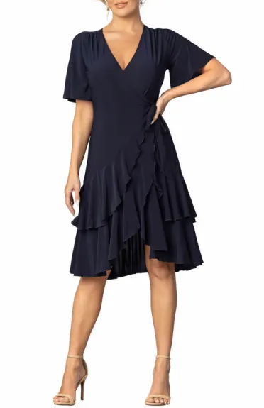 Kiyonna Miranda Double Ruffle Wrap Dress with Sleeves