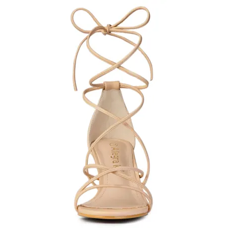 Allegra K - Strappy Kitten Heel Lace Up Sandals