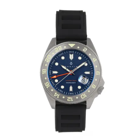 Nautis - Global Dive Rubber-Strap Watch w/Date - Navy