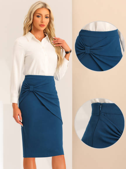 Allegra K - Ruched High Waist Work Pencil Skirt