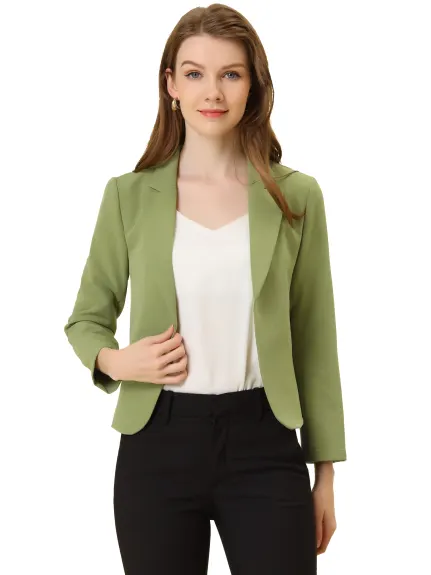 Allegra K- Veste blazer de costume court décontracté ouvert sur le devant