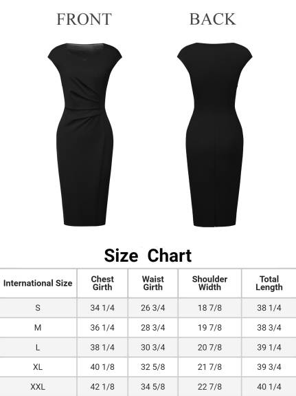 Hobemty- Pleated Side Pencil Sheath Dress