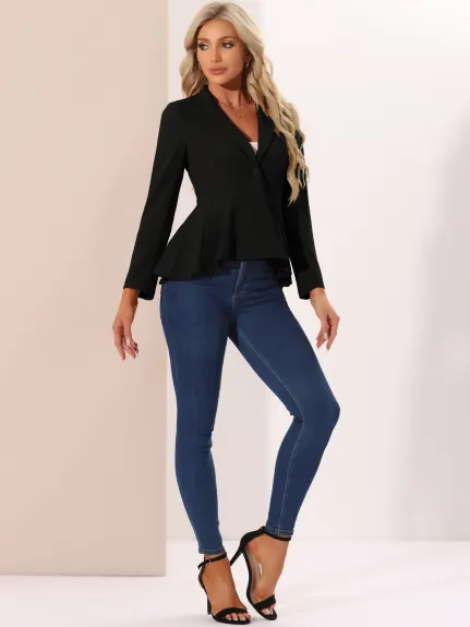 Allegra K - Single Button Dressy Peplum Blazer