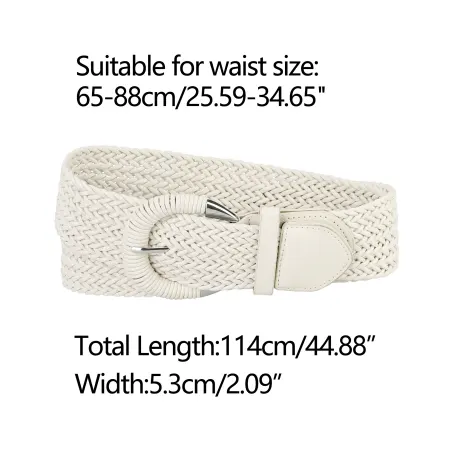 Allegra K- Woven Wide Braided Waist Belt Metal Buckle