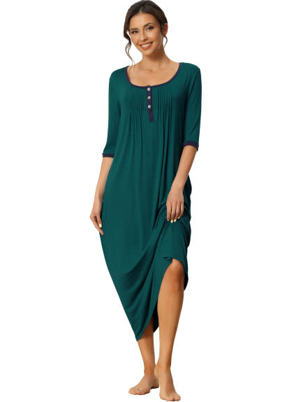 cheibear - Long Dress with Pockets Nightshirt