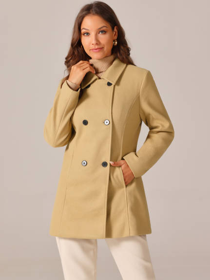 Allegra K - Classic Winter Double Breasted Peacoat