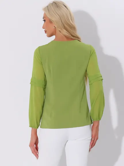 Allegra K- Long Sleeve Keyhole Neck Blouse Top