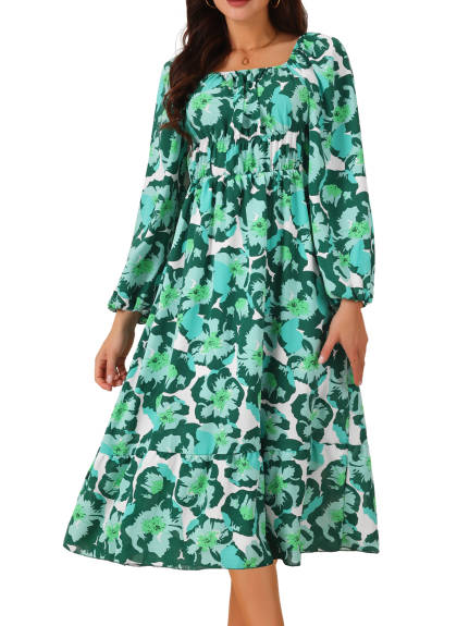 INSPIRE CHIC - Long Sleeve Flowy Vacation Floral Dress