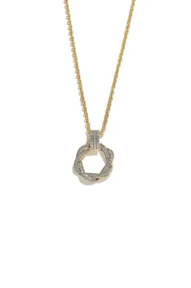 Classicharms-Ysabel Pavé Eternity Twist Hoop Pendant Necklace