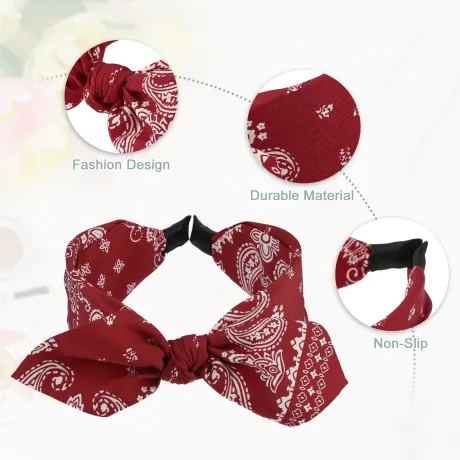 Unique Bargains- 3pcs Bow Knotted Wide Headbands